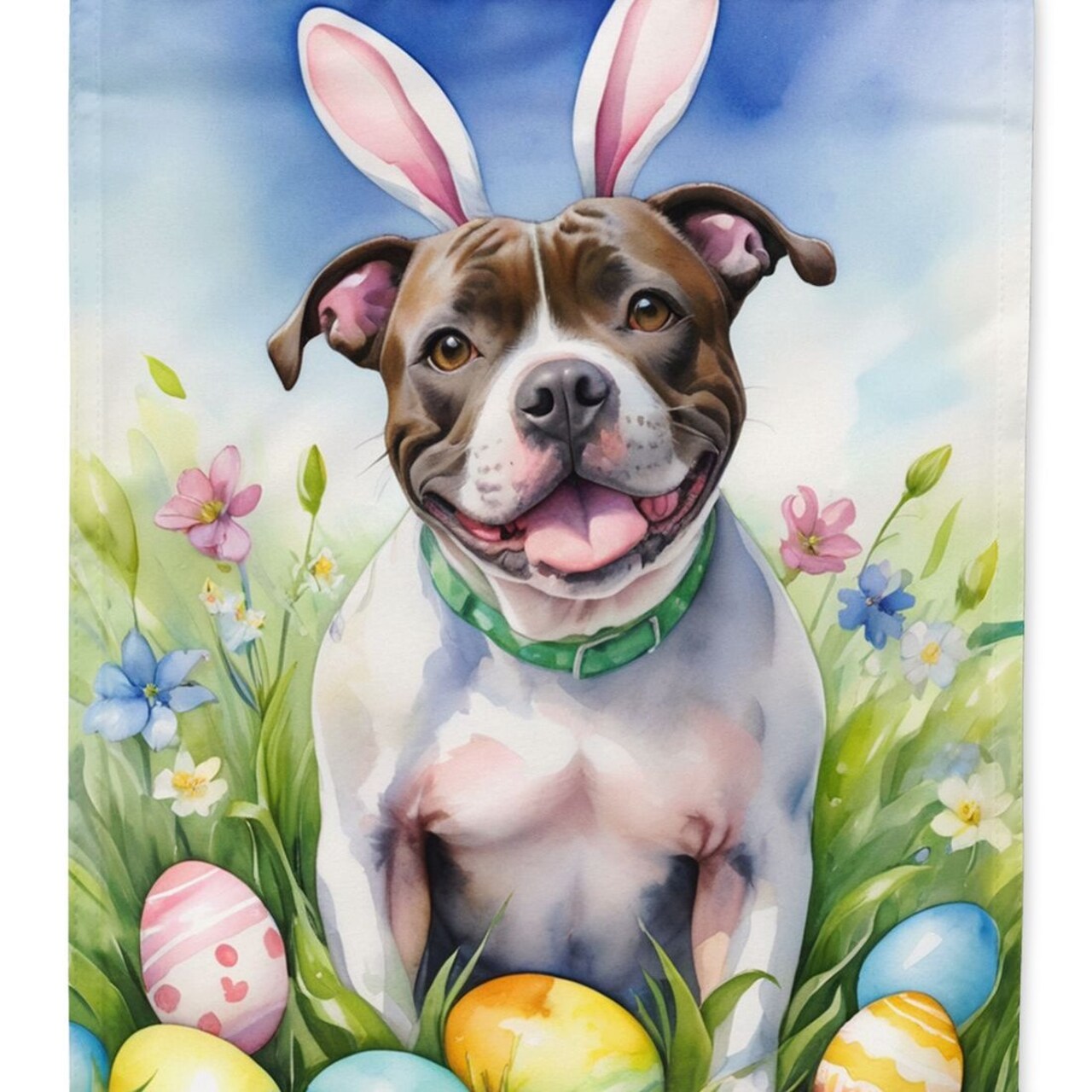 Edge Collections - 28" X 40" - Multicolor - Staffordshire Bull Terrier Easter Egg - 1 Piece